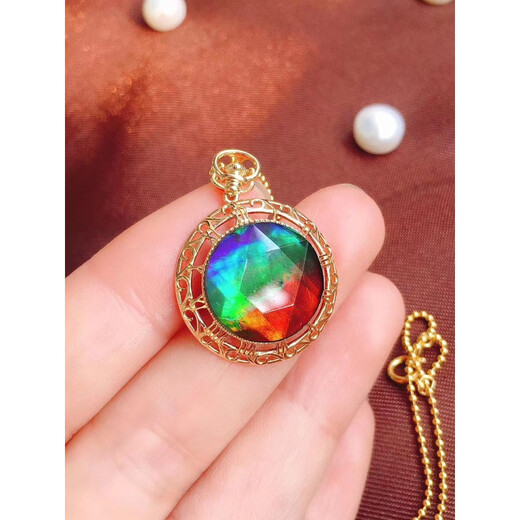 SZAN Canadian new natural crystal/semi-precious ammonite 18k gold inlaid Star of David pendant picture color