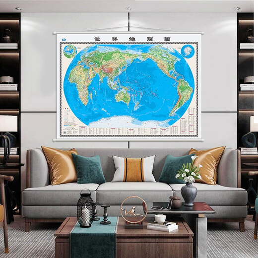 Weltkarte-Wandkarte, Geländeversion, groß, 1,5 m x 1,1 m, nahtlose Büro- und Konferenzraum-Wandkarte, Wandmalerei, Hintergrundwanddekoration