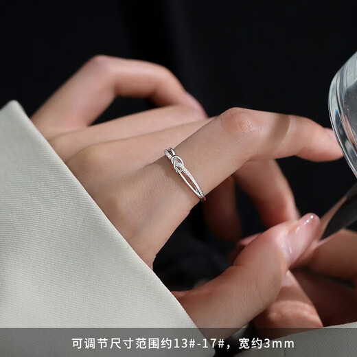 BJYLS999 pure silver baby's breath ring for women, niche design, light luxury index finger ring, plain ring, frosted sterling silver tail ring gift, S999 pure silver material (marked with pure silver 999)