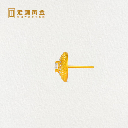 Laopu Gold Ancient Method Handmade Pure Gold Earrings Barley Diamond Earrings A small pair weighs about 4.0g (including rubber pads)