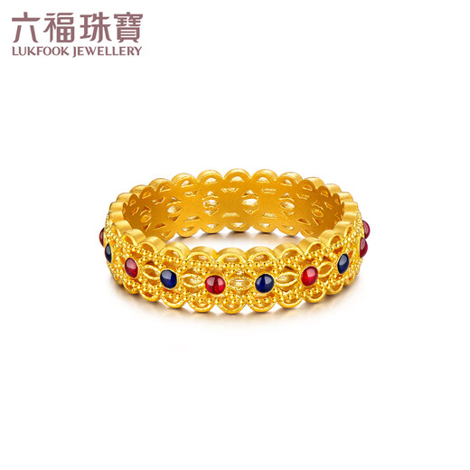 Lukfook Jewelry Fuman Heirloom Series Pure Gold National Style Gilded Gold Ring as a Gift Price F48TBGR0007 No. 12-4.87g (including labor cost 823 yuan)
