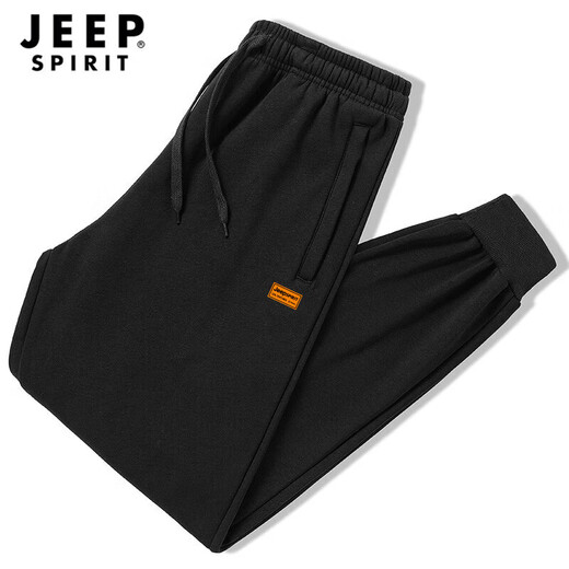 JEEP SPIRIT sweatpants men's spring and autumn leggings pants men's loose casual pants men's outdoor comfortable running trousers black L