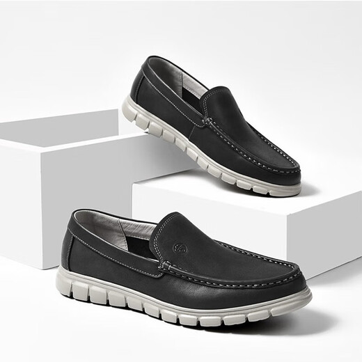 MELLEN high-end brand Doudou shoes men's new first-layer cowhide business casual leather shoes one-leg professional suit men's shoes black 41