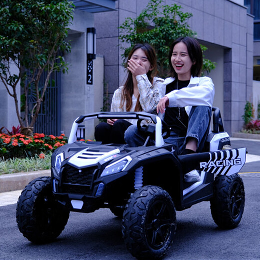 Vieruodis double children's electric car can seat adults four-wheel four-wheel drive remote control off-road baby and child 24V 4WD red + anti-1 explosion soft wheels + leather seat 24V10AH battery sub-power