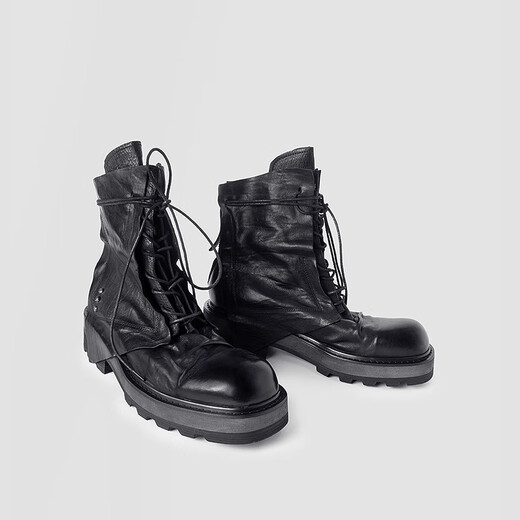 Phantomer Designer Brand 2025 new thick-soled heightened Martin boots men's leather design high-top boots women's black 40