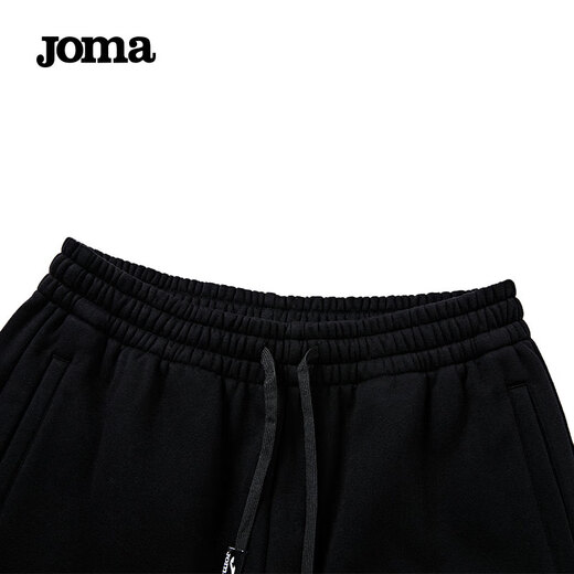 JOMA fleece sweatpants for men and women, autumn and winter loose straight knitted sweatpants, winter outdoor running flat casual pants, black L
