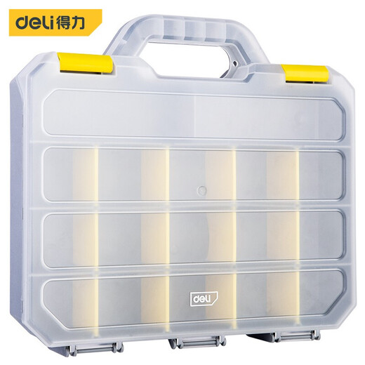 Deli Tool Storage Box Parts Box Transparent Small Grid Detachable Plastic Electronic Components Accessories Classification Tool Box Screws Large 16 Grids 315*280*60 DL432003
