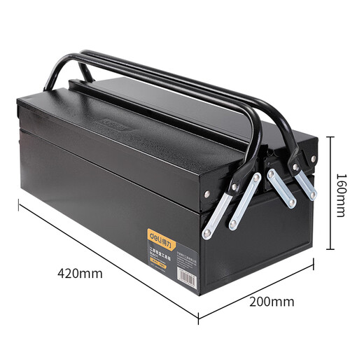 Deli Double Flip Metal Toolbox Double Griff Zweischichtiger Hardware Toolbox Storage Box DL6231