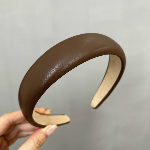 Korean version of the same retro soft leather sponge headband to increase the top of the head and temperament for going out, women's black
