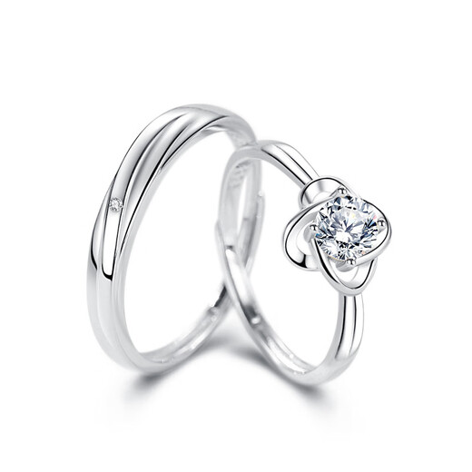 RHMPT950 Platinum Couple Ring Four-leaf Clover Moissanite Diamond Ring Customized Engraving Valentine's Day Gift for Girlfriend Platinum Moissanite Couple Ring + Certificate + Gift Box