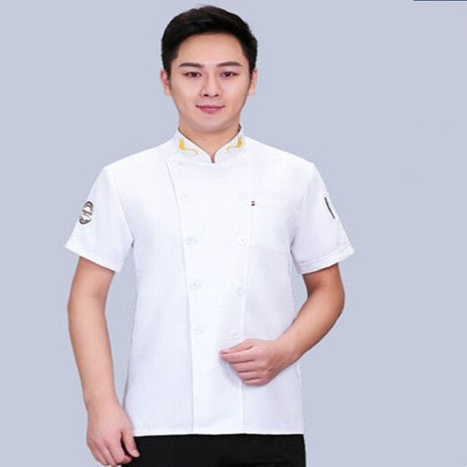 Xi Dexin chef work clothes men's short-sleeved hotel dining hall restaurant kitchen clothes breathable thin summer half-sleeved women's custom printed logo black wheat breathable mesh XL/175 (recommended 130-150 Jin [Jin equals 0.5 kg])