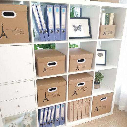 LOCKZI carton odorless carton storage box with lid book organizer storage box moving large kraft paper gift red doll 35*28*19 length, width and height