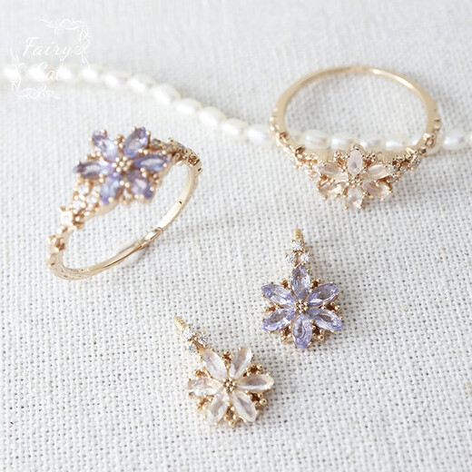 Kechu Japanese Christmas 23 autumn limited edition snowflake snow cut grass tanzanite moonstone silver gold-plated ring necklace nojess moonstone ring Hong Kong No. 10