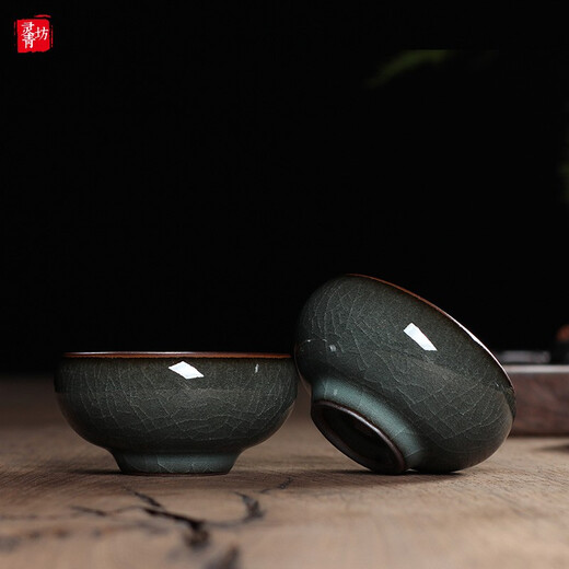 Lingqingfang high-end Kung Fu tea set home office celadon complete set teapot teacup gift box Ge Kiln ice crack iron tire Tibetan blue ten-piece set