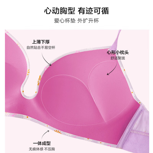 Victoria's Secret PINK Heart Cup Small Breast Expansion Comfortable Seamless Push-up Expansion Bra Underwear for Women