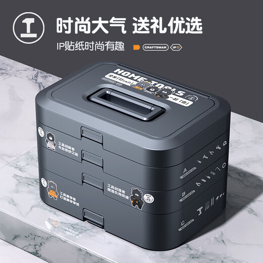 GREENER Skill Box Household Tool Box Complete Gift Box Repair Tool Set Hand Electric Drill Electric Screwdriver Tape Measure Y3-ABW Household Basic Electric Drill Set