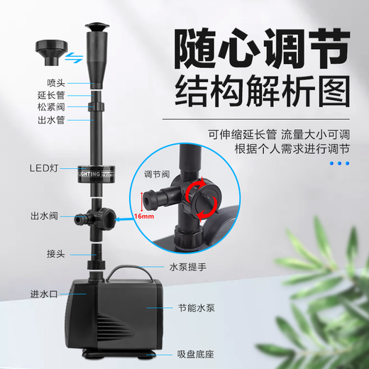 Songbao fish pond fountain pump circulation pump pool fountain rockery submersible pump landscape high lift large flow with LED lights LED-5800FP 45 watts