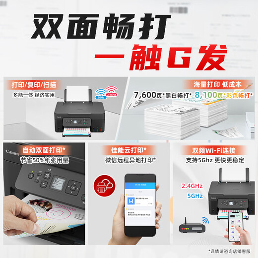 Canon G3880 Tintentank-Farbdrucker für Zuhause und Büro, automatischer Duplex-Druck/Kopieren/Scannen, All-in-One-Auftrag, Dokument-/Fotodruck, G3881, kabelloses WLAN/Auto-Duplex/3-in-1, offizieller Standard, inklusive 1 Satz Tinte, großer Tintentank für 15.000 Seiten