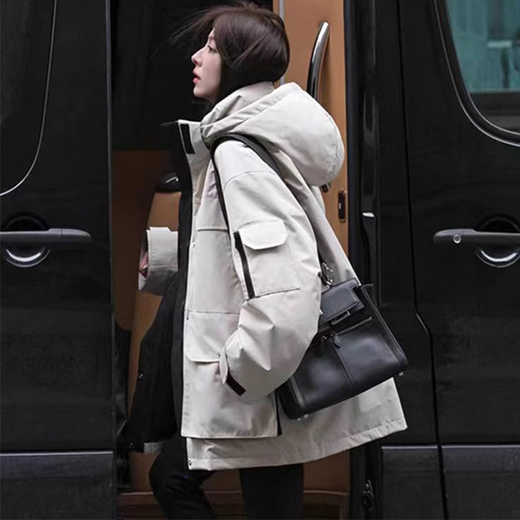 Yanlifen (yanlifen) down jacket women's winter cotton jacket 2025 new workwear thickened fashionable down jacket jacket black M recommended 105-125 Jin Jin equals 0.5 kg