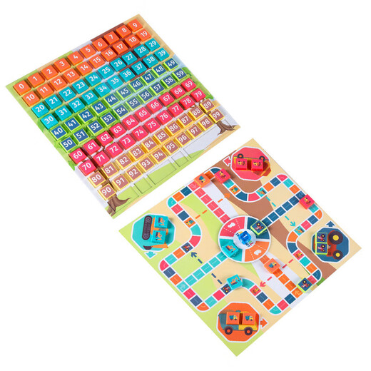Shantoulin Village Baishu Board Montessori Mathematical Thinking Training Training AIDS-Nummern 1 bis 100 Erleuchtung Frühschulbildung Kinder intellektuelles Spielzeug 2 große Tabellen + 103 Patch E-Commerce Box