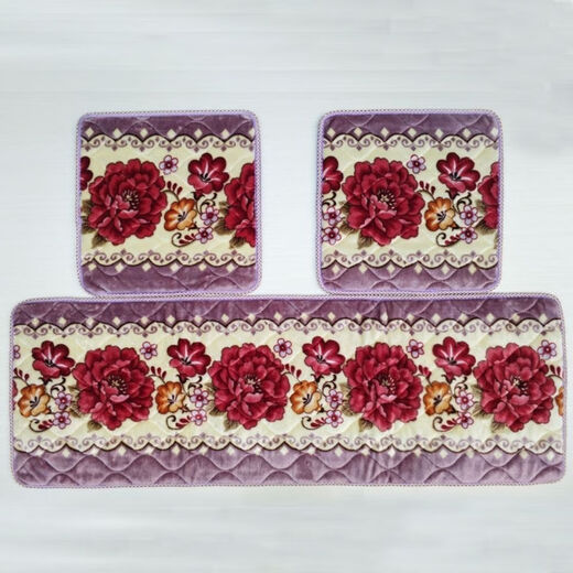 Runhuanian thickened non-slip solid wood mahogany plush blanket sofa cushion three-piece set single three-person four-person spring and autumn chair cushions straight edge red 50*50*2 pieces + 50*150 three-piece set