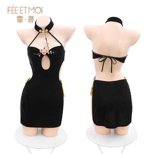 Feimu temptation college style see-through tube top halter neck JK role play thong three-point style original cheongsam 2024 sexy and convenient intercourse women