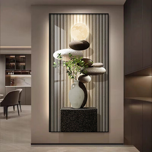 Les peintures d'entrée sans marque sont directement en face de la porte, ce qui signifie que le nouveau modèle de 2025. La peinture de décoration d'entrée en pierre sent la lampe à LED face à la porte T12250 260 * 120 (recommandée de 0,8 mètres à 0,9 mètre Wall_