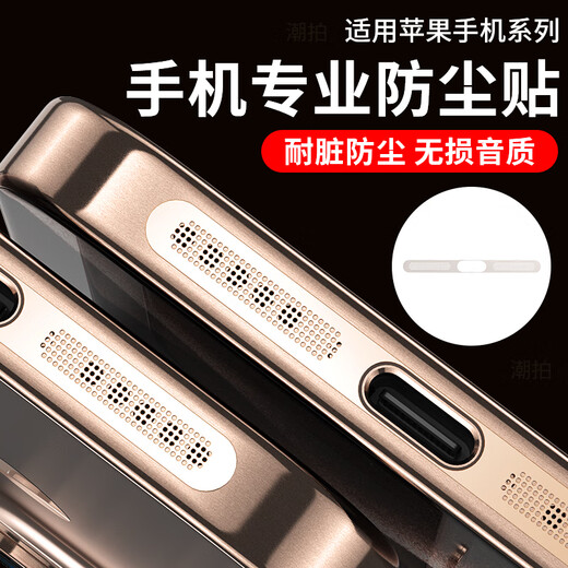 Cool Star, universal for all Apple series, suitable for Apple 16 promax dust filter, iPhone 15/14/13 mobile phone speaker dustproof plug, charging port metal earpiece por 2 pieces, desert gold metal dust filter