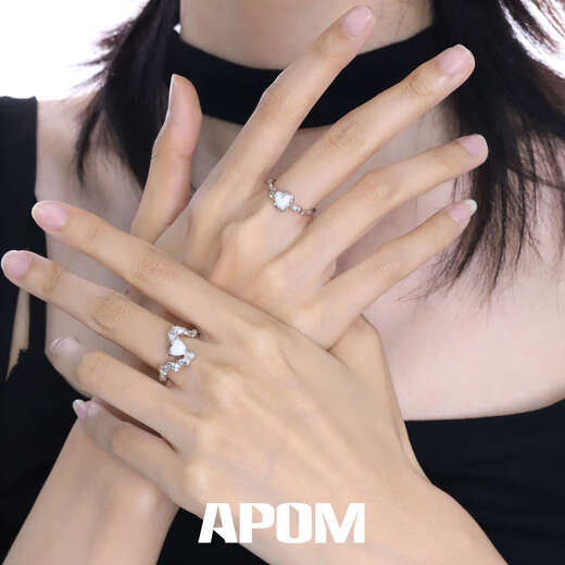 Caizhi Angel/niche design sterling silver love Opal ring open texture index finger ring bestie ring a. Single layer full body 925 silver adjustable range Hong Kong code