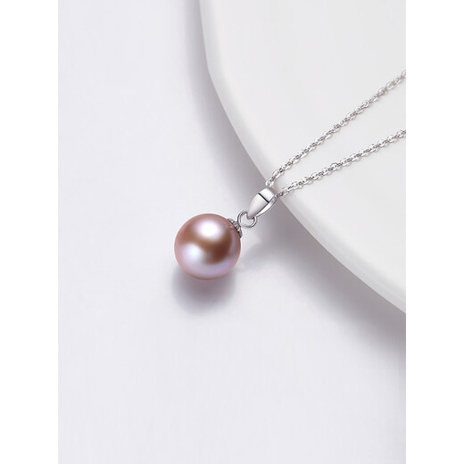 Beve Dream Pearl 18 Rose Gold Necklace Women's Clavicle Pendant Single Set of Small Beads Perfect Round Highlight White Pink Purple Lock Pink Pearl + 18 Gold Buckle (chain not included) 9.5-10mm