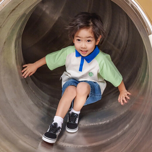 VANS Vans children's shoes official Ward Slip-On checkerboard stitching comfortable one-leg children's canvas shoes black and white checkerboard 26.5 measured inner length 17cm