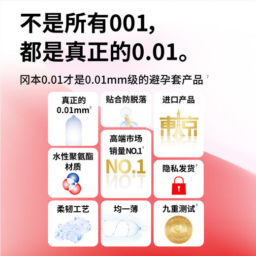 Okamoto (OKAMOTO) ultra-thin condoms 001 ultra-lubricated set of 9 pieces, 0.01mm condoms for men and women, adult sex toys