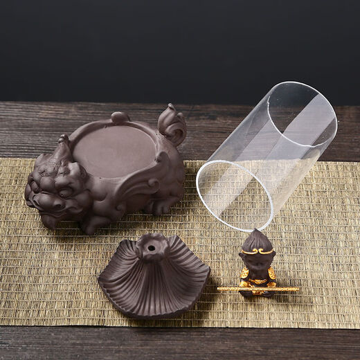 American and foreign new Chinese Zen backflow incense burner, glass cover, windproof, indoor household ornaments, sandalwood, agarwood, smoke, lotus base - praying to the great sage 60 pieces mixed floral fragrance R