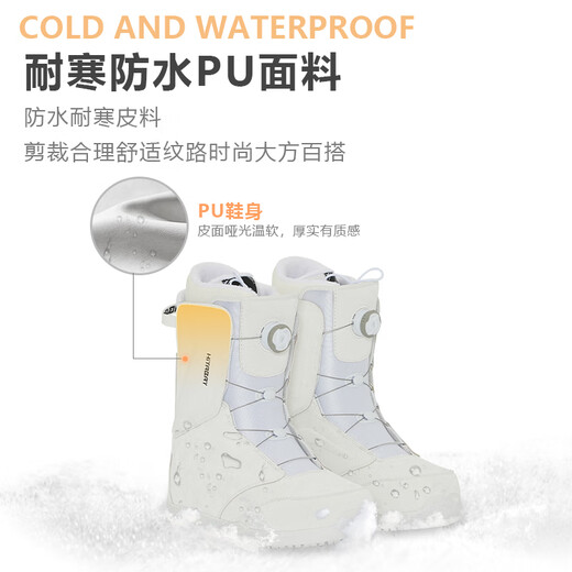 Lanke quick-wearing snowshoes, snowboarding boots, ski boots, cold-proof and waterproof ski equipment, unisex quick-wearing snowshoes, white 40