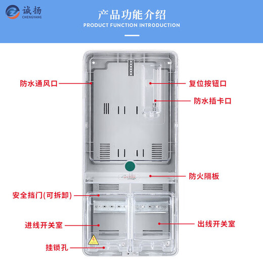 Chengyang (CHENGYANG) CY-DB electric meter box transparent plug-in card three-phase electric meter box waterproof and rainproof plastic single-phase electric meter box outdoor surface-mounted C single-phase one-house iron guide rail model