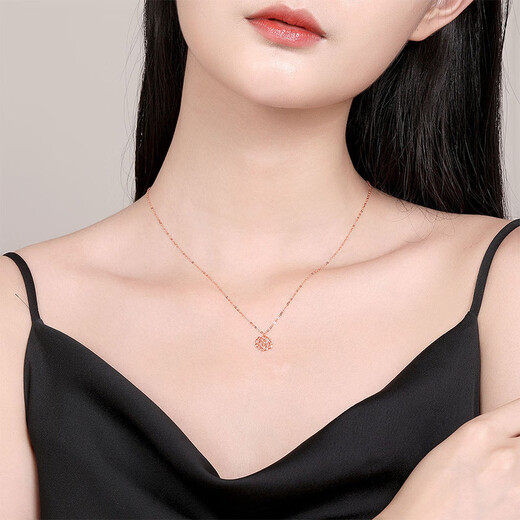 Saturday blessing 18K gold necklace women's rose gold necklace birthday gift KI066879 about 40+5cm