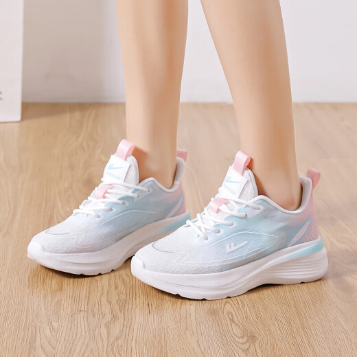 Pull back women's shoes mesh shoes for women 2024 summer new versatile gradient color dad shoes students lightweight sports running shoes white moon powder 37