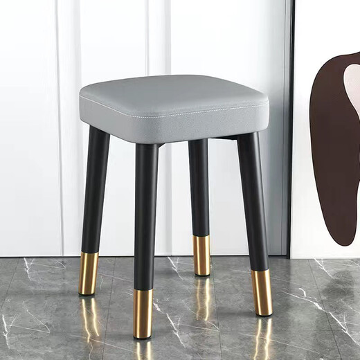 Fico Stool Home Chair Thickened Stackable Dining Chair Square Stool Modern Simple Bedroom Dressing Table Cosmetic Stool Living Room Orange Oil Wax Leather Upgraded Thickening 45cm High