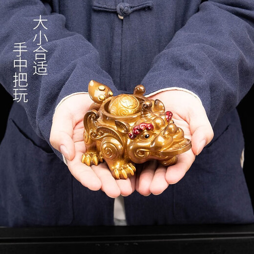 Moisturizer, color-changing tea pet, Kung Fu tea set, single product, tea ceremony, tea art, creative tea play ornaments, exquisite Pixiu tea table and tray accessories, color-changing tea pet - Big Belly Pixiu (green)