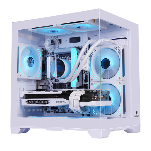 玩嘉孤勇者MINI白色（旗舰版）+棱镜RGB五风扇套装海景房电脑机箱（上下防尘网/M-ATX主板/240水冷）