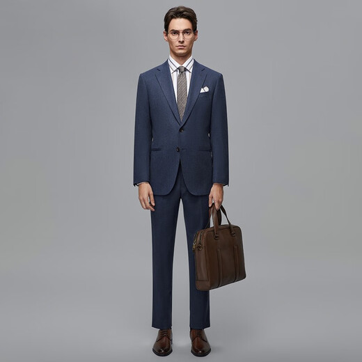 Blue Leopard (LAMPO) Wool Autumn and Winter Suit Men's Flannel Medium Blue Suit Top Premium Medium Blue 48 (175/96) R