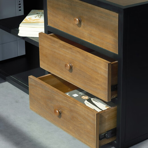 OSTRADAN solid wood boss desk office executive desk with side cabinet Chinese style president desk simple and modern length*width*height*thickness Contact customer service for customization