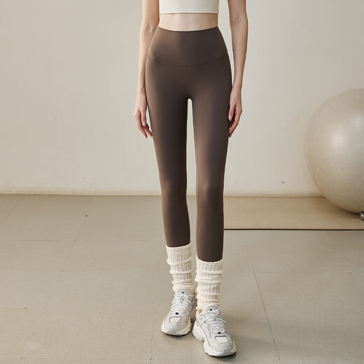 Yuebu Naked Yoga Pants Women's High Waist Hip Lifting Sports Tights Slimming Pilates Yoga Wear Cycling Fitness Pants Brown 1 S Recommended Weight 80-100Jin Jin is equal to 0.5 kg