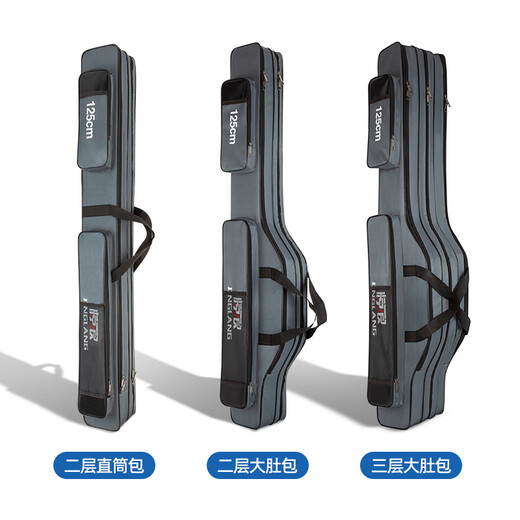 Jinglang 130CM double-layer big belly bag fishing gear bag waterproof pole bag fishing bag sea pole hand pole road sub-pole fishing rod bag fishing gear