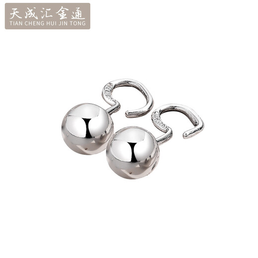 Tianchenghui Jintong PT999 light pearl round bead earrings, platinum earrings, platinum glossy ear hooks Tianchenghui Jintong light pearl earrings L size 1.88g (diameter 5.5mm)