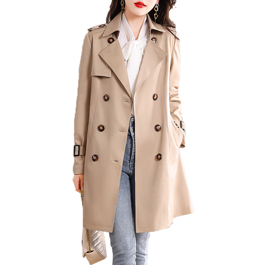 Audun windbreaker coat for women 2025 new style women's small medium-length spring and autumn coat AT3212 Khaki L