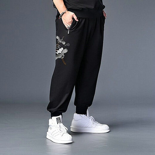Nan Yuqiu large size casual pants men's plus size loose sports casual pants spring and summer fat men's leggings trendy fat man 200 72152 5XL recommended 220-240Jin Jin equals 0.5 kg