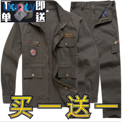 XQB pure cotton thickened anti-scalding and wear-resistant welding work clothes suit for men spring and autumn work clothes construction site dirty-resistant labor protection clothing four-pocket navy blue single pants pure cotton anti-scalding 2XL suitable for 125-145Jin Jin equals 0.5 kg