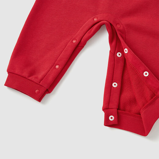 YEEHOO parent-child wear long-sleeved T-shirts for a family of three and four spring and autumn baby clothes 2025 new parent-child wear New Year's red khaki-baby 73 cm (recommended for 1-2 and a half years old)