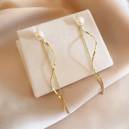 The Story of Core Luxury Rose Liu Yifei's same style earrings for women, elegant earrings, artificial pearl long tassel earrings, earrings, earrings